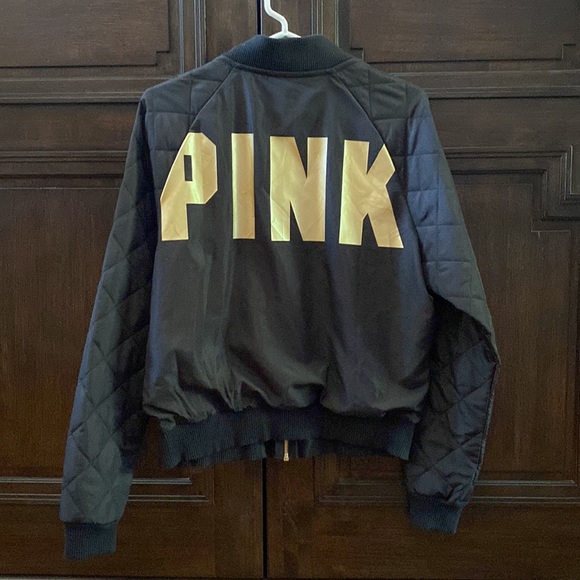 Victoria’s Secret “Pink” Quilted Sleeve Full Zip Bomber Jacket in Adult Small - Picture 1 of 7